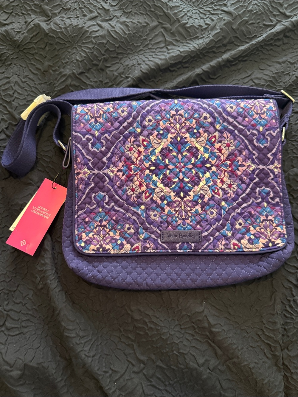 Vera Bradley Purple Quilted Floral-Mandala Crossbody
